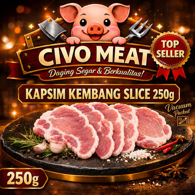 Pork Moksal / Collar / Kapsim Kembang / Kapsim Atas Daging Babi Slice 250g Frozen Vacum Pack